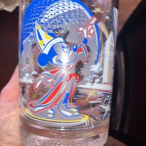 Disney Enchanted Mickey Glass with Blue and Red Highlights